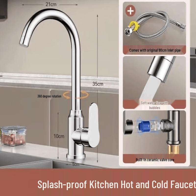 

TLXT Stainless Steel Kitchen Sink Faucet with Large Arc