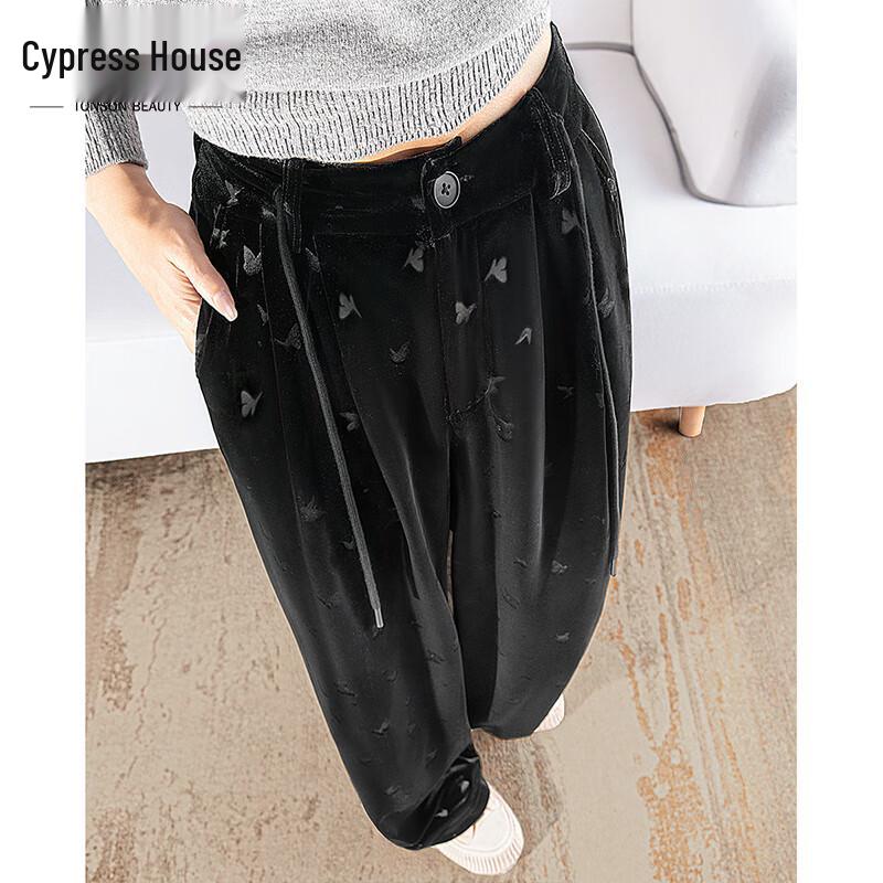 

Sibaishi Women s Butterfly Pattern Drapey Wide-Leg Casual Pants M