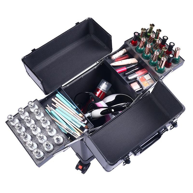 Professioneller Kosmetikkoffer mit Trolley: Aufbewahrung für Nailart-, Tattoo-, Friseur- und Makeup-Artist-Utensilien, Lieferung in einem Stück