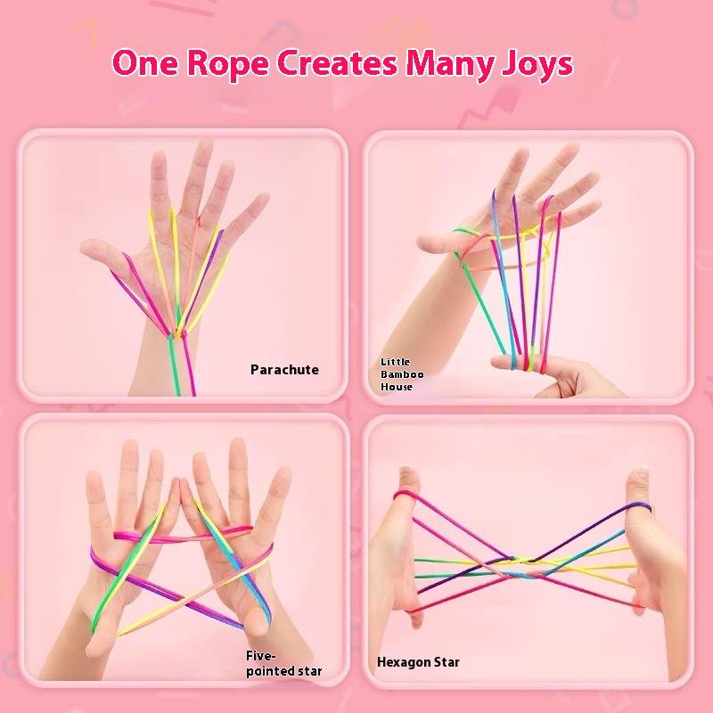 5-20pcs Rainbow Color Cradle Rope Finger Game Classic Rope Line Toy Rope Hand Rope Puzzle Game Create Toy Supplies