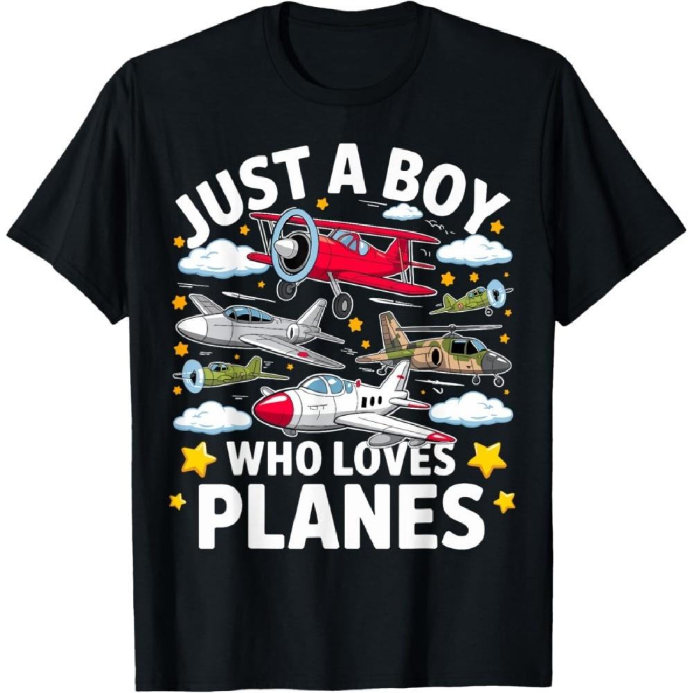 

Aircraft Lovers Just A Boy Who Loves Planes Airplane T-Shirt S