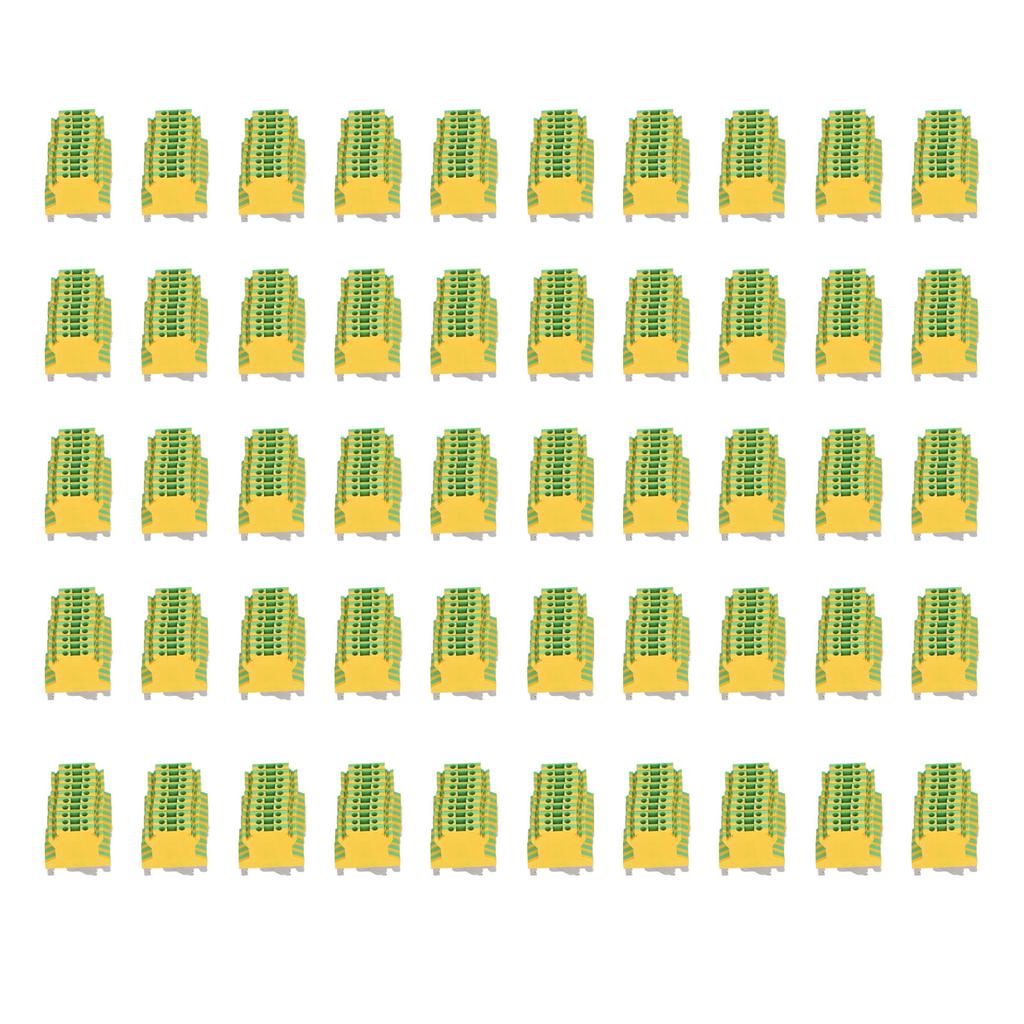 50 Stück DIN-Schienenmontageklemme 2-Kanal Erdung Elektrische Crimpklemmenblock USLKG?2.5