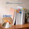 3/6pcs Simple Book Spare Parts Practical Automatic Bookmark Silicone Bookmark  Book Lovers
