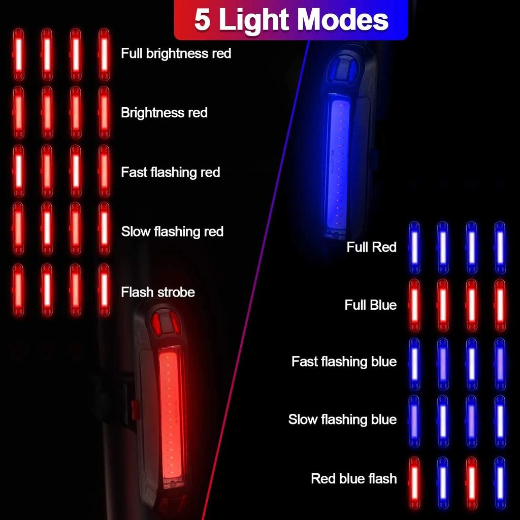 Bike Tail Light USB Rechargeable LED Bicycle Rear Lights Night Cycling Safety Warning Light Taillight MTB Bike Easy To Install
