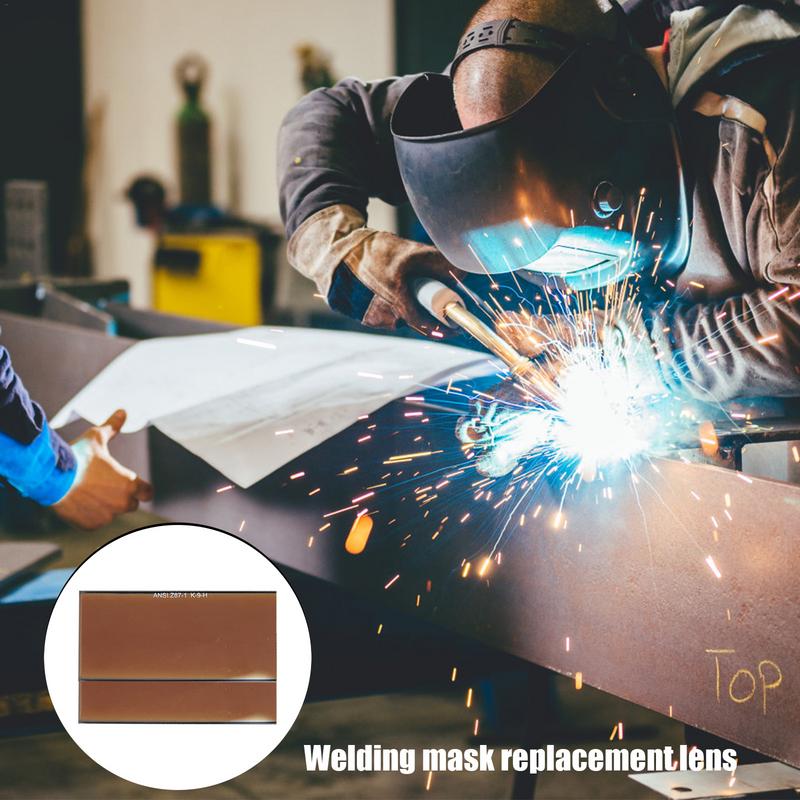 Gold Schweißfilter 2 Stück Blendschutz Goldfilter Glaslinse Äußere Abdecklinse Einfacher Linsenwechsel Schlagfeste Linse Für
