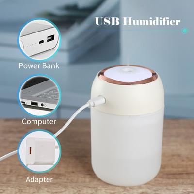 Diffusore umidificatore a nebbia colorata da 330 ml Umidificatore USB silenzioso a luce notturna portatile a 7 colori con 2