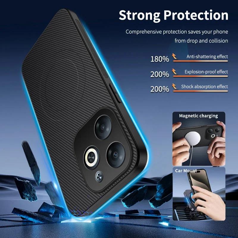 Magnetic Silicone Case For Infinix Smart 8 9 Wireless Charging Carbon Fiber PU Leather Texture Anti-Drop Soft Cover Phone Cases