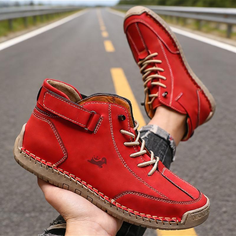 Men's Ankle Boots Casual Retro Leather Shoes Comfort Lace-up N-slip 2026 New Arrival Lightweight Soft Sole Breath Work Shoes