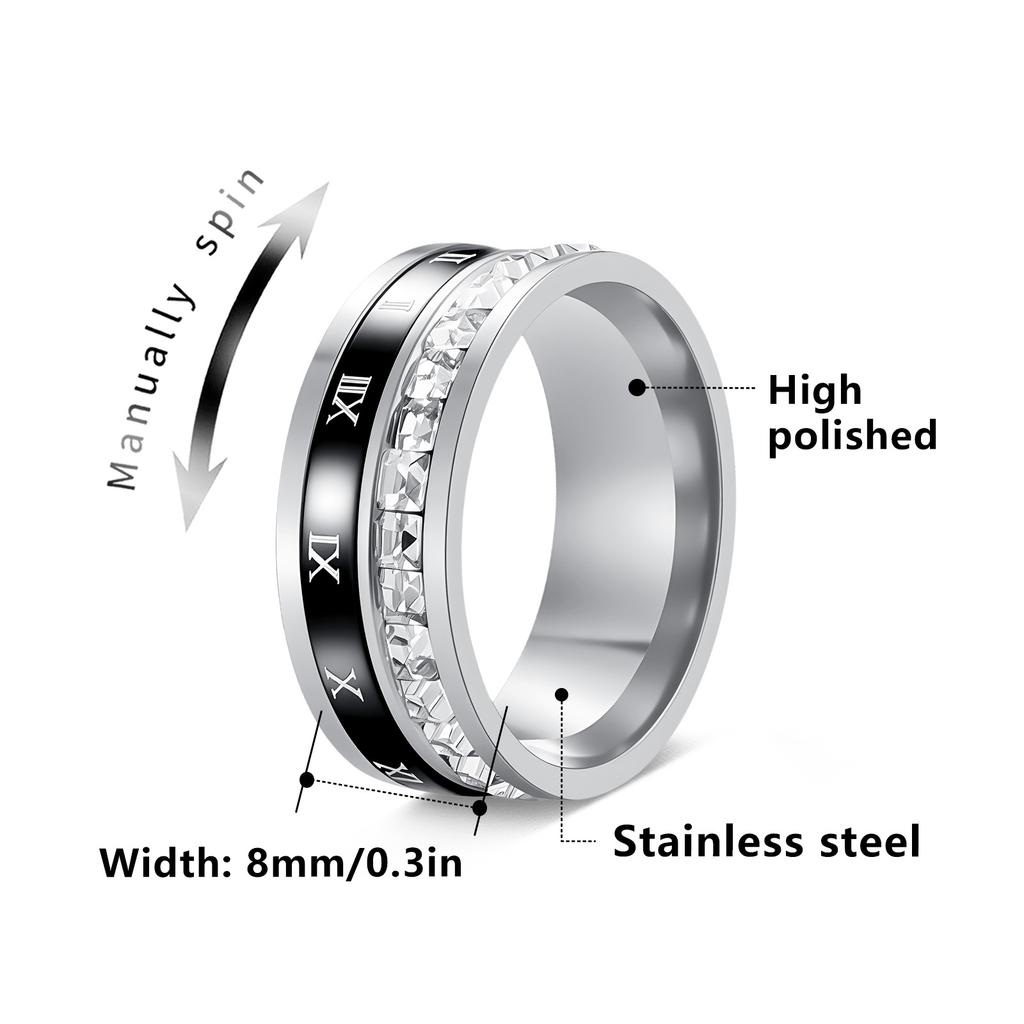 Roman Numeral Stress Relief Ring, Rotatable Ring, Trendy Couple Ring