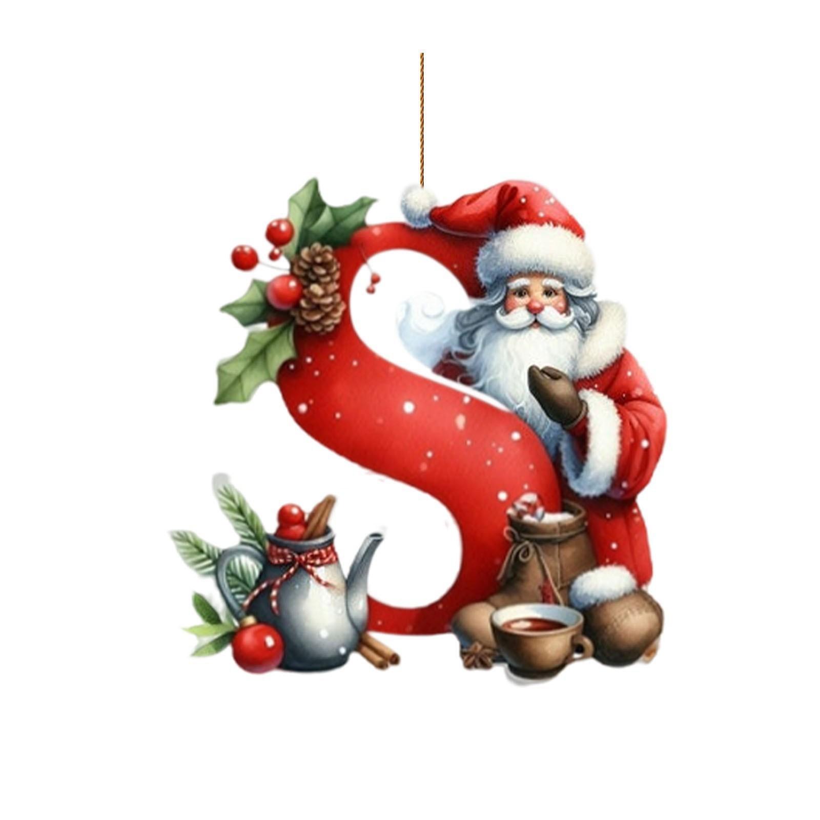 

New Acrylic Christmas Decorative Pendant, Letter Christmas Tree Decoration, Car Hanging Flat 2D. One Size