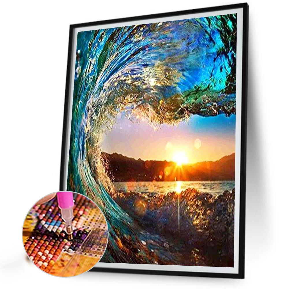 

5D DIY Full Square Drill Diamond Painting Sea Wave Kit Home Decor Art 45x55cm AU