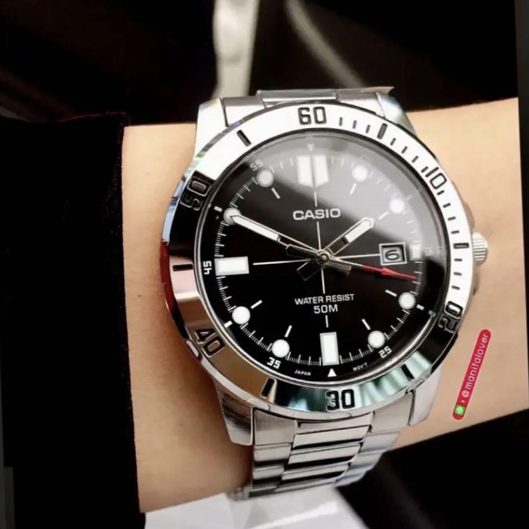 

[USED] Casio analog watch, imported from overseas, big face, rare stainless steel model