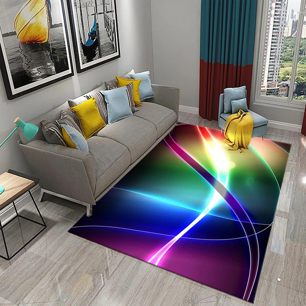 3D bunter fließender Linienwirbel Teppich Stilvoller moderner abstrakter Teppich Wohnzimmer Schlafzimmer Dekor Teppiche Badezimmer rutschfest