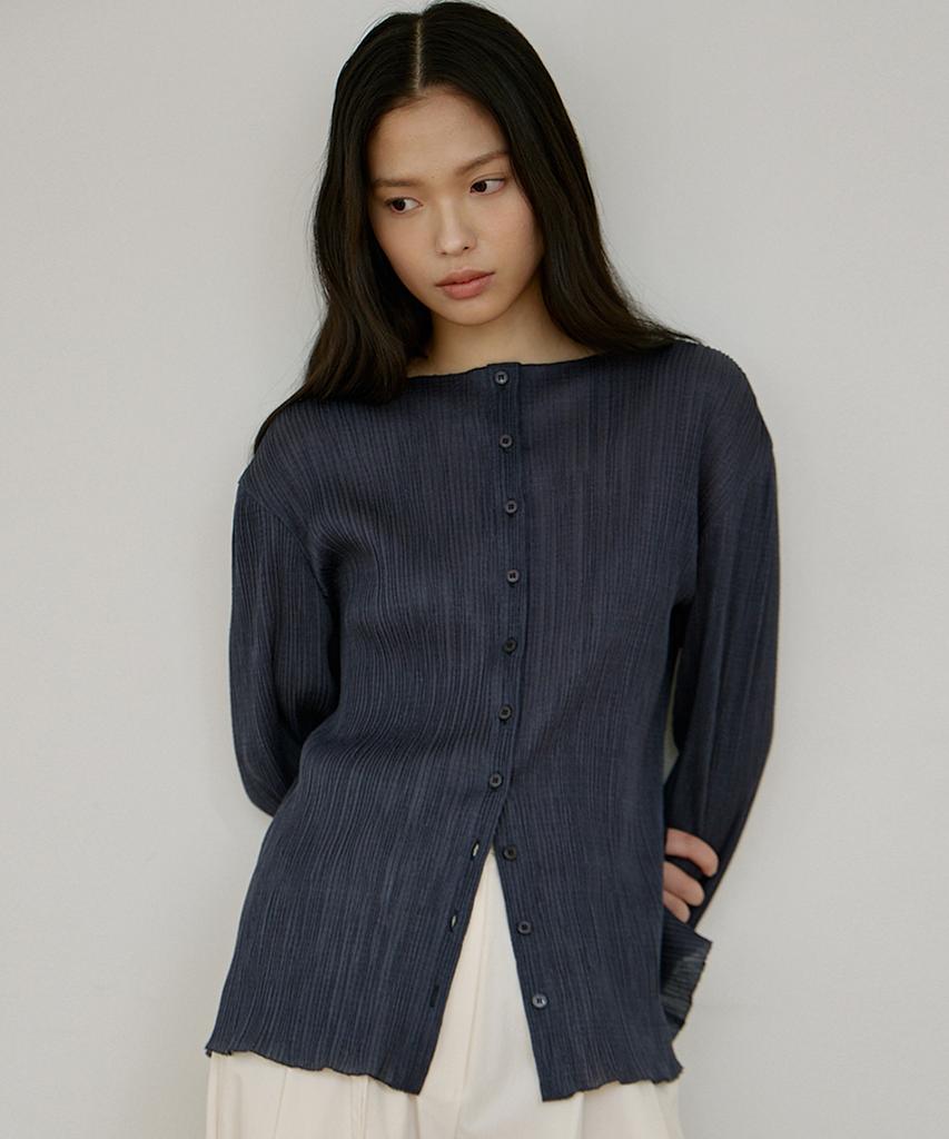 Oeoseoul Pleated Two-Way Blouse [Charcoal]