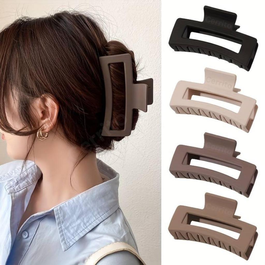 Cerrito Hair Claw Clips for Women Girls - 3 Pcs Large Strong Hold Clamps for Thick Thin Hair, Matte Nonslip Jaw Clips, Neutral Butterfly Claw, Styl