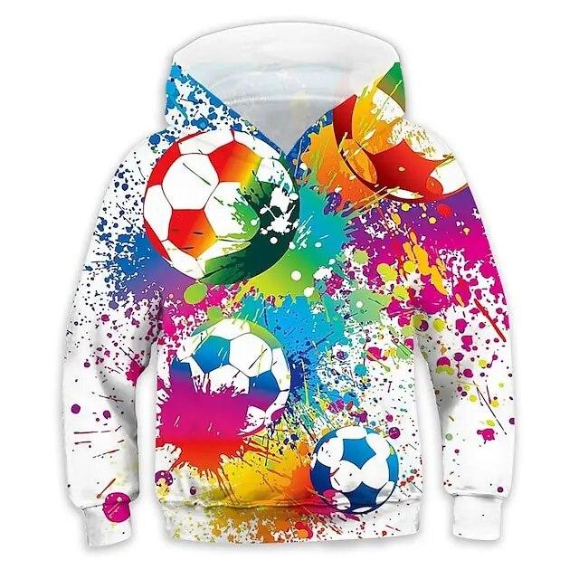 ETST WENDY 09 Jongens en meisjes vliegende voetbal 3D-print trendy hoodie, coole hiphop straatsport casual tops voor kinderen 150