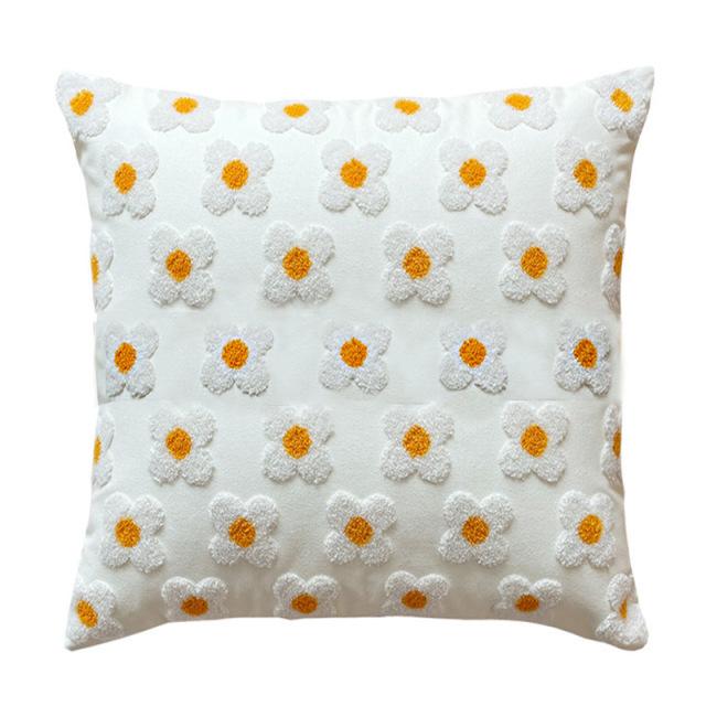 Fresh Daisy Flowers Sofa Pillow Case Ins Style Living Room Sofa Waist Pillow Sleeping Pillow Cushion Bedside Cushion
