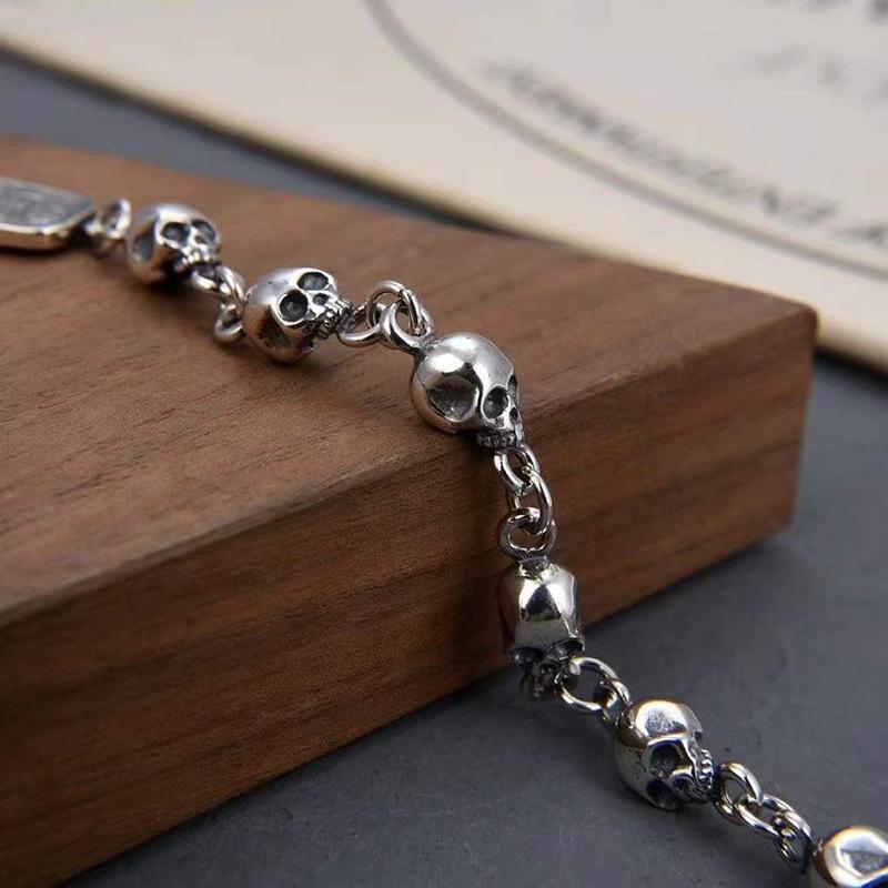 S925 Sterling Silber Armband Persönlichkeit Trend Schädel Armband Neutral Nische Hip Hop Punk Hand Schmuck Boutique Schmuck