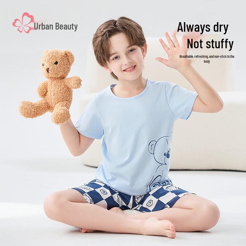 Boys' Summer Thin Cotton Pajama Set