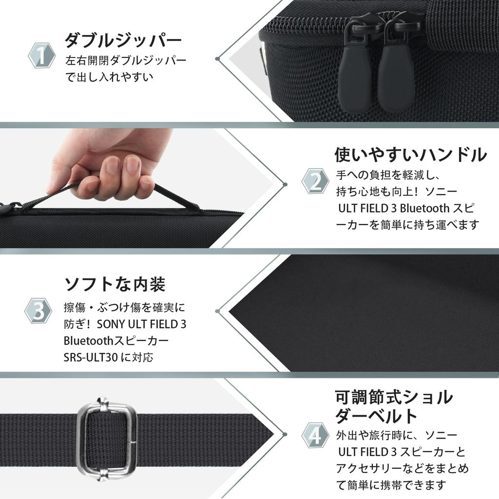 (Case only) ULT FIELD 3 Bluetooth Speaker SRS-ULT30 Storage Case, Black - co2CREA