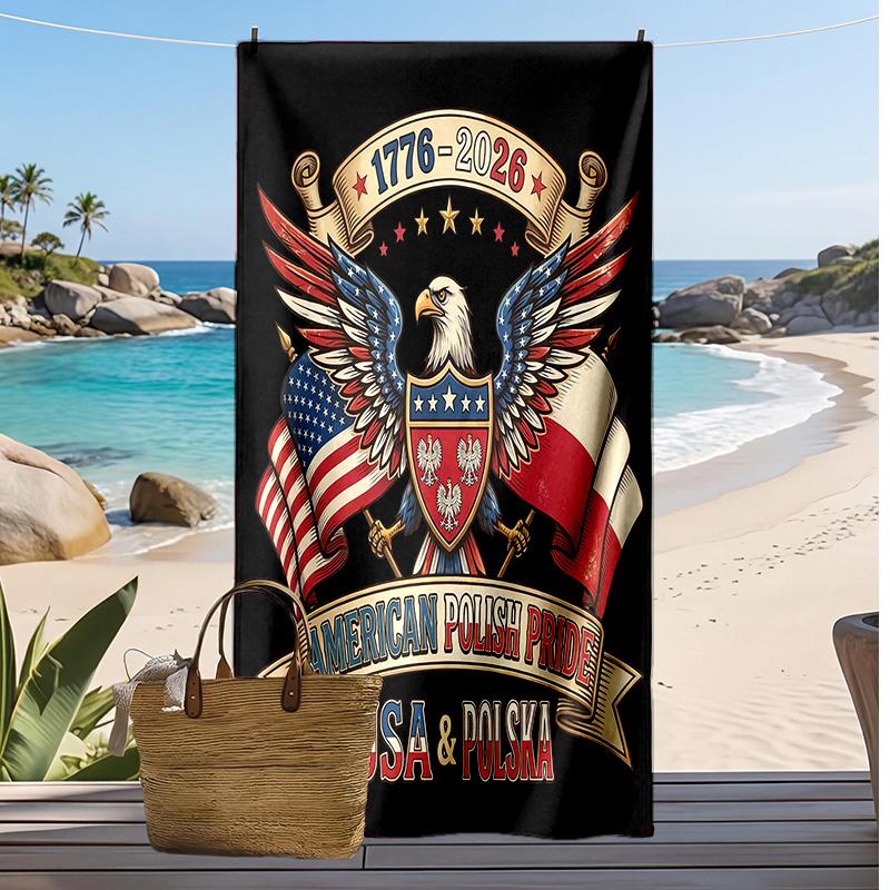 Polsko Potisknutý Plážový Ručník Rychleschnoucí Měkký Ručník Přenosná Velká Obdélníková Plážová Deka na Cestování Bazén