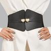 Shaped Minimally Heart Buckle Decoration Women Elasticity Wide Waist Belt