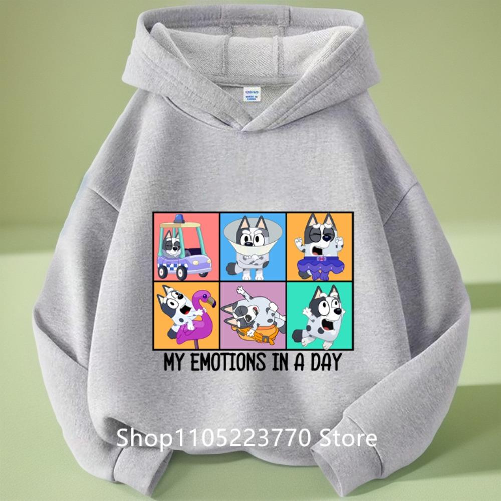 Sudadera con capucha azul de Bluey para niña, Otoño Invierno, Cálida, Suave, Jersey, Cómoda, Prenda superior diaria para niños
