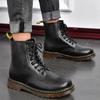 High Top Men's Shoes Classic Leather Boots Fashion Black Ankle Boots Outdoor Motorcycle Breathable Boots Women's Boot Size