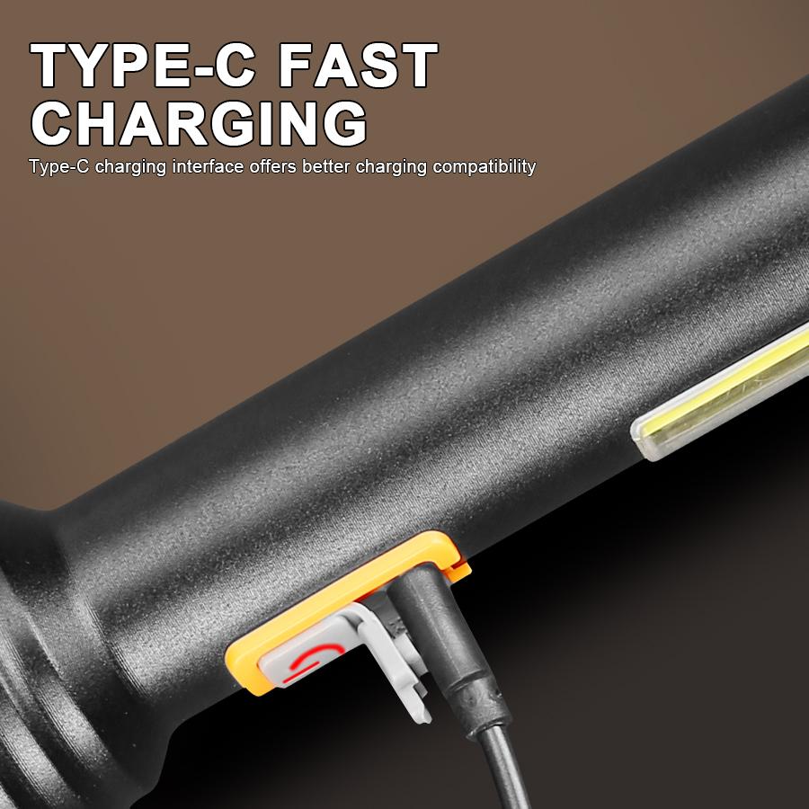 68-35 High Power LED Flashlight Rechargeable Flash Light Portable Bright LED+COB Floodlight Outdoor Camping Fishing Torch Lamp