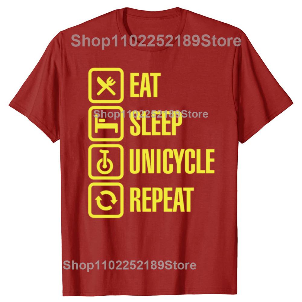 Funny Eat Sleep Unicycle Repeat Unicycling Sport Graphic T-shirts Men Fashion Casual Tshirt 100% Cotton Loose Oversized T Shirt