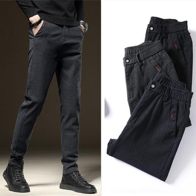 Light Luxury Slim Fit Elastic Straight Tube Casual Pants for Men Spring and Autumn New Brushed Pants for Men Light Business Autumn Pants