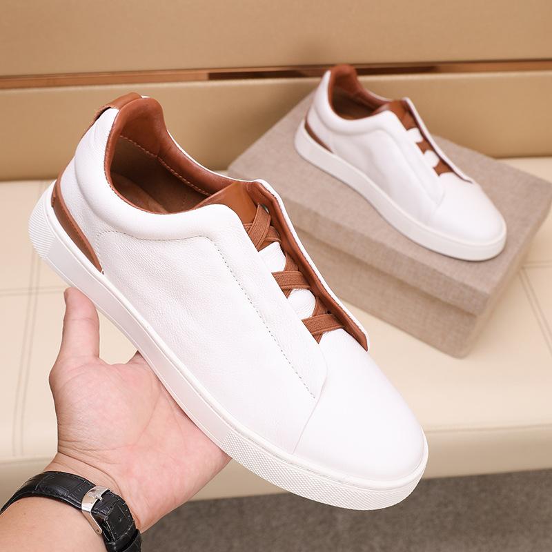 New autumn men's shoes first layer cowhide board shoes XXX straps lightweight deerskin casual shoes sports overalls white shoes