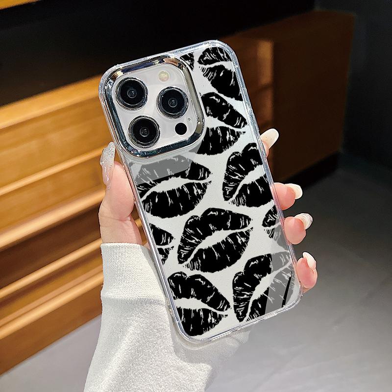 Модный прозрачный чехол с рисунком губ для iPhone 16 15 Pro Max 14 Plus 13 12 Pro 11 Kiss — фото 15