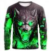 Funny 3D Wolf Pattern Men's T-shirts Hip Hop Trend Harajuku Streetwear Casual O-neck Long Sleeve Top Spring Autumn Loose Clothing