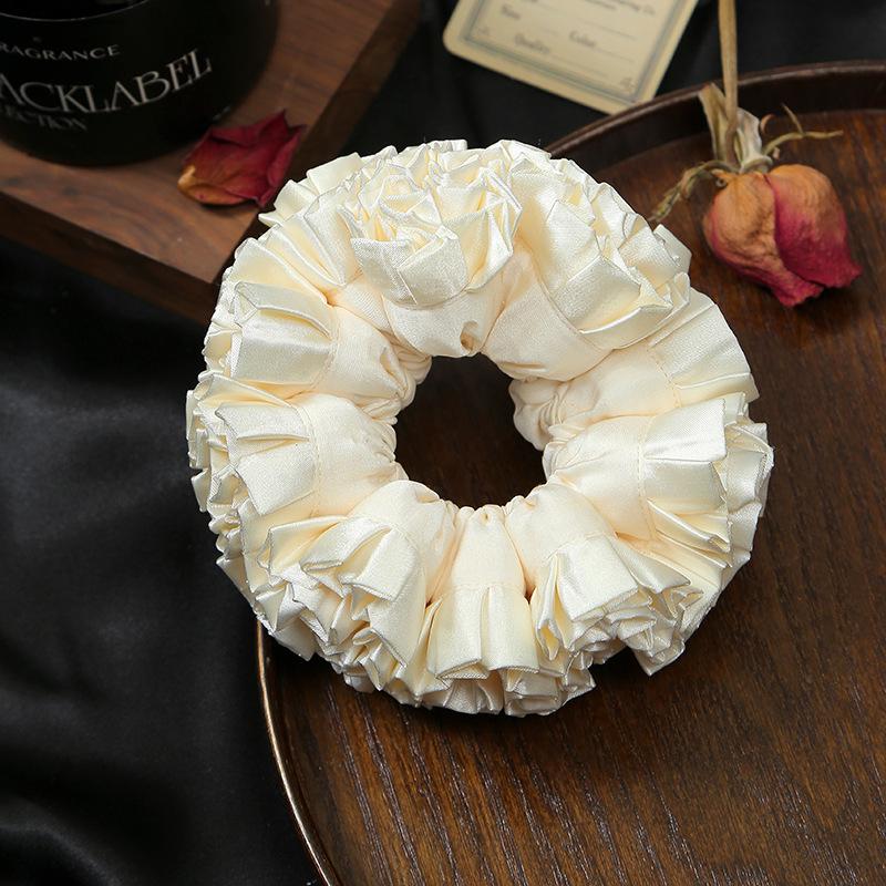 

Korean Pleated Lace Edge Scrunchie: Elegant, Niche Fashion Headwear for Women