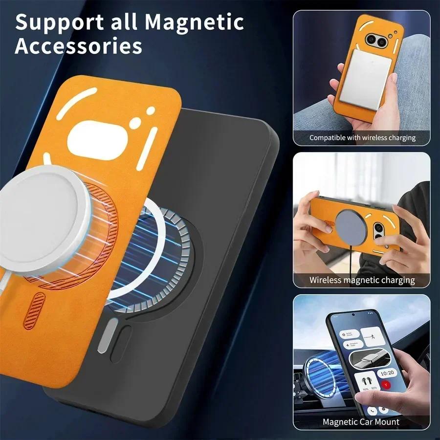 For Magsafe Leather Case for Nothing Phone 2A Plus Matte Shockproof Magnetic Wireless Charging Phone Protection Cover for Nothing CMF Phone 2Pro 1