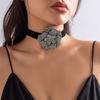 Exaggerated Romantic Big Flower Rhinestones Clavicle Chain Bracelet for Women Elegant Adjustable Choker Y2K Accessories