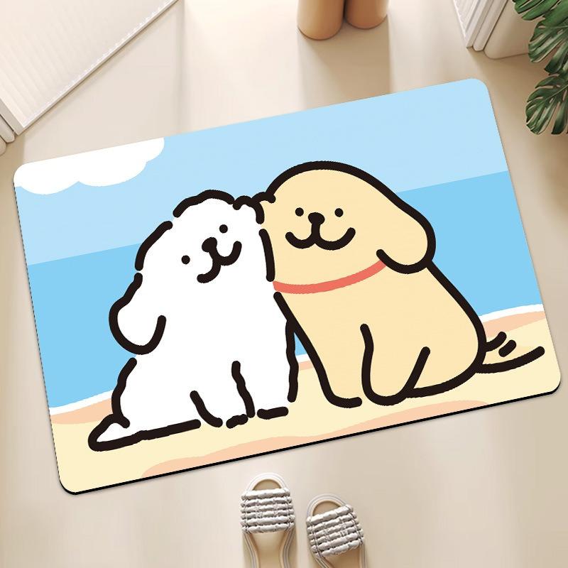 Funny Dog Diotomite Bath Mat Super Absorbent Washroom Quick Drying Carpet Non Slip Diatom Mud Rug Shower Room Easy Clean Doormat