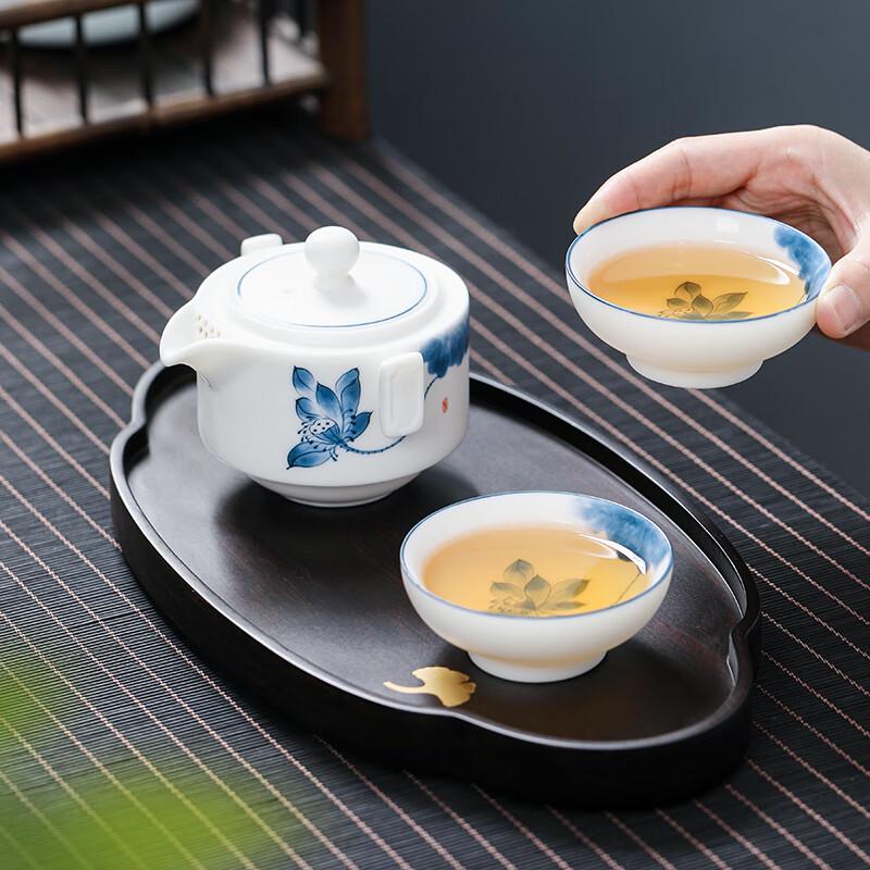 MULTIPOTENT Mutton-Fat Jade Portable Ceramic Travel Tea Set
