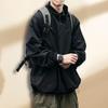 Herrenjacke Einfarbig Halber Rollkragen Streetwear Herbst Gewaschen Elastische Manschetten Windbreaker für den täglichen Gebrauch