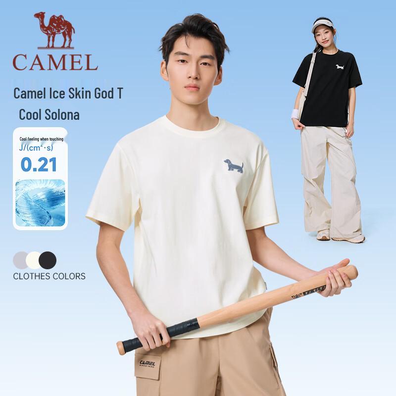 

CAMEL Унисекс Полая футболка с коротким рукавом с щенком XS