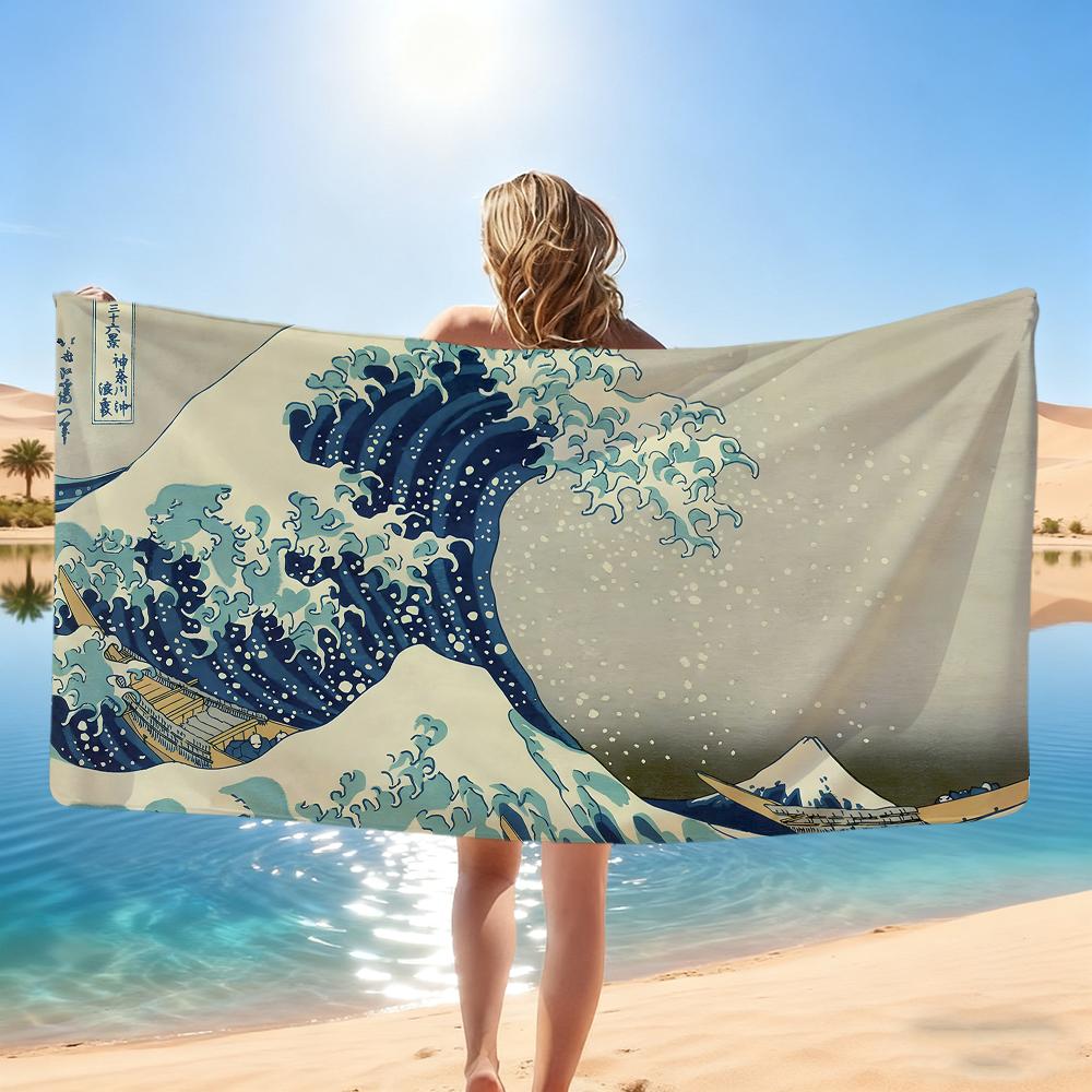 K-katsushika Art Towel Gift For Travel Gym Sauna Travel Spa Shower Camping Quick Dry Sports H-hokusai-i Beach Towels Soft Pool