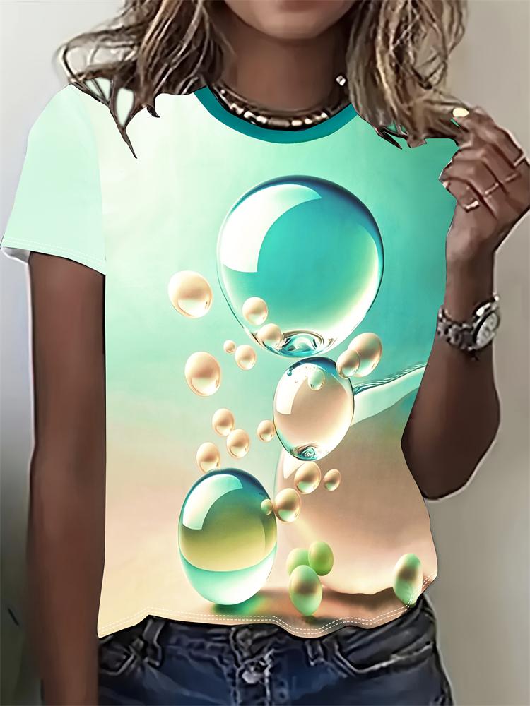 Summer Women'S T Shirt Vintage Patchwork Pattern Tee Short Sleeve Women'S Casual Short Sleeve Tee Round Neck Commuter Clothing