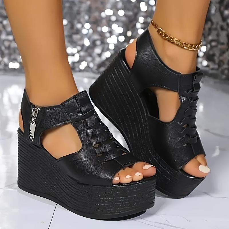 

Summer Women s Fashionable High-heeled Wedge Sandals 35 чёрный