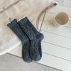 Women's Mid-calf Socks, Winter Fleece Warm Wool Socks, Black and White Women's Flower Bud Mouth Pile Texture Long Socks