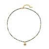 European and American retro natural blue apatite handmade beaded titanium steel necklace pendant natural turquoise collarbone chain