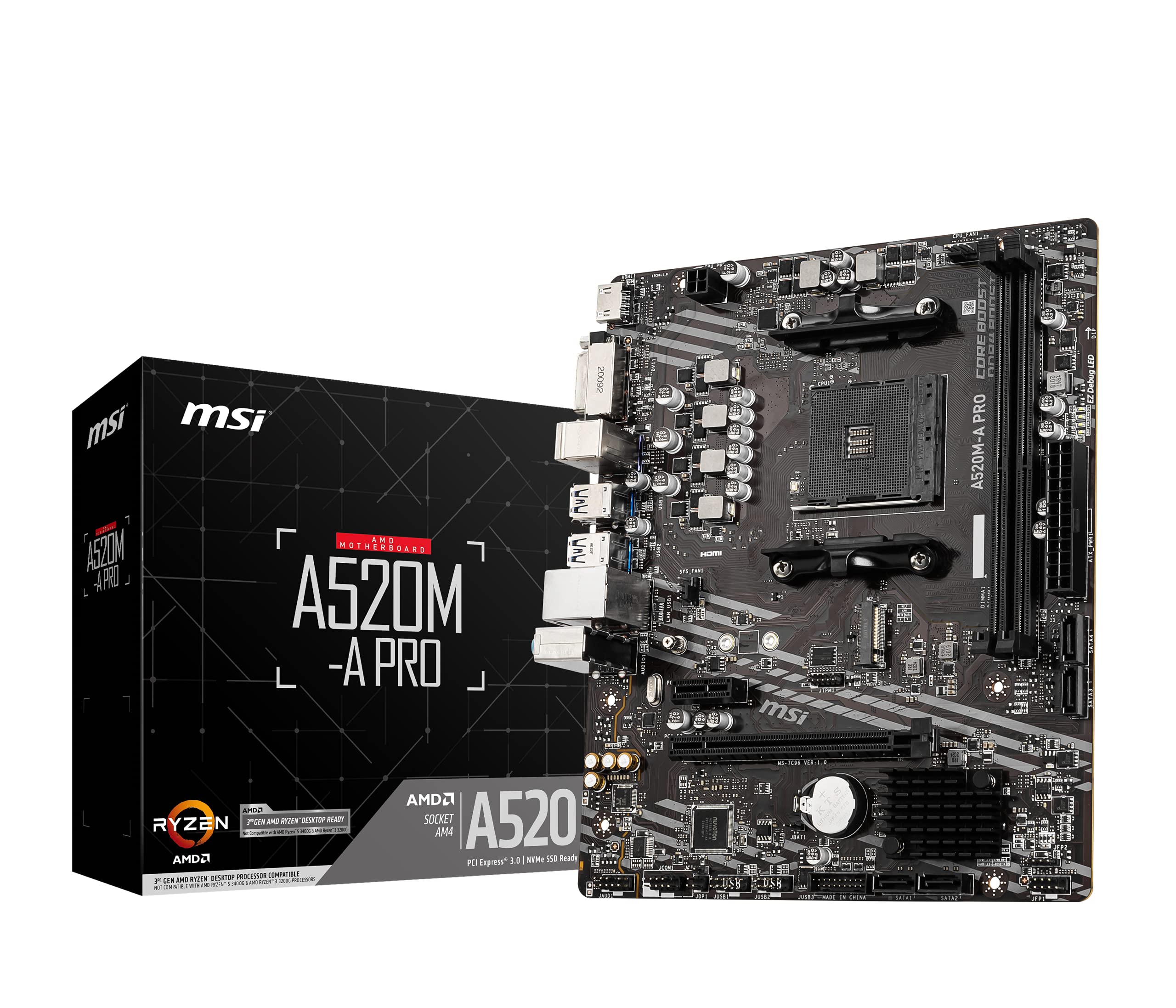

MSI PRO A520M-A (Роз єм AM4/A520/DDR4/S-ATA 600/Micro ATX).