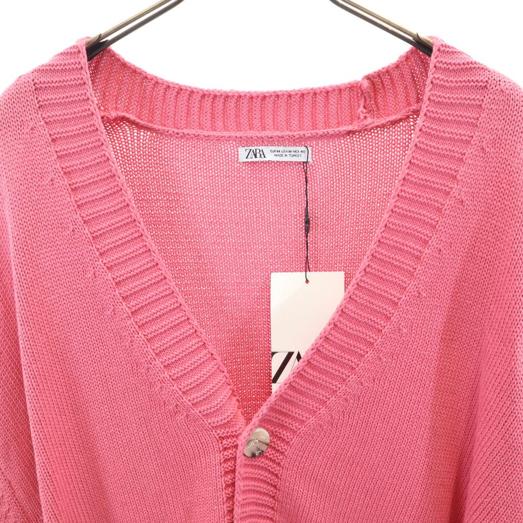 unused ZARA Long sleeve V neck knit cardigan M pink Men's Used