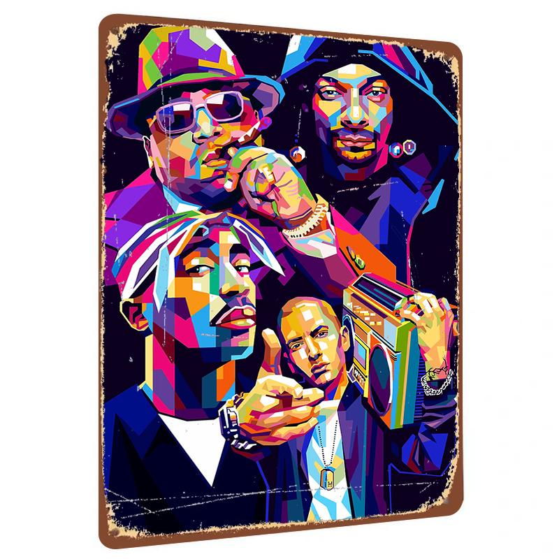 

Urban Hip Hop Legends Pop Art Metal Wall Decor Vintage Boombox Music Culture Decorative Iron Painting 20x30cm（7.8x11.8inch）