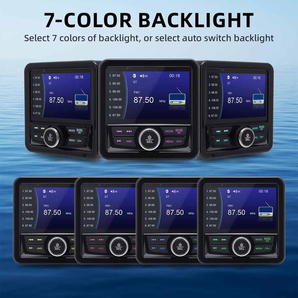 Waterproof MP5 Marine Radio Stereo Player Bluetooth-compatible FM AM Boat Speaker Media Audio Player For V ATV UTV SPA RZR